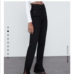 Zara Hi Rise Black Jeans with Split
